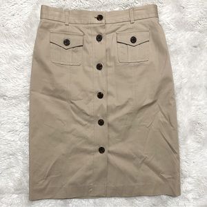 Talbots Petites Button Front Khaki Skirt Size 6P